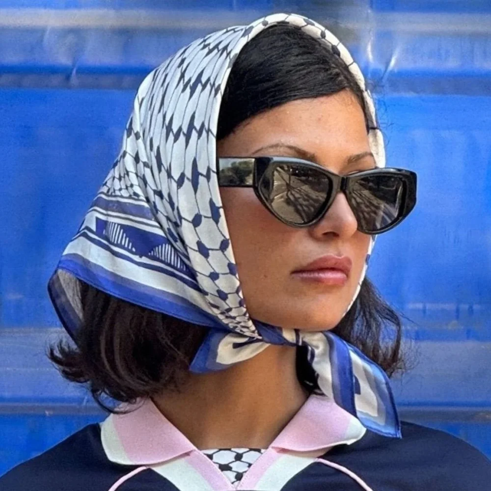 NWT PaliRoots FISHNET SILK BANDANA NAVY - Picture 5 of 10